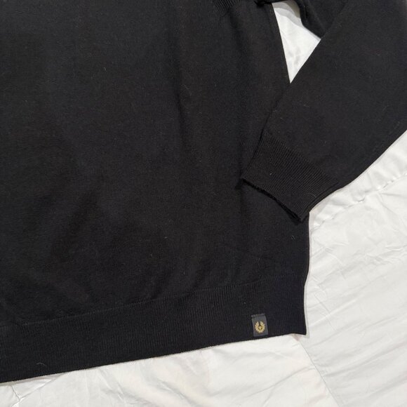 size XL wool Belstaff solid black v-neck lightweight sweater mens - Picture 4 of 13